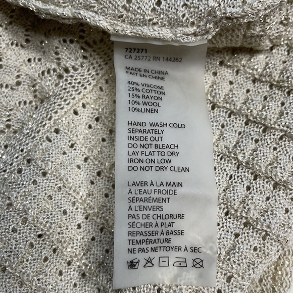 NEW Dex Wool-blend Beige Lurex Longline Open Vest - Picture 7 of 7